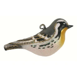 4” Gray And Yellow Throated Warbler Hand Blown Glass Hanging Figurine Ornament