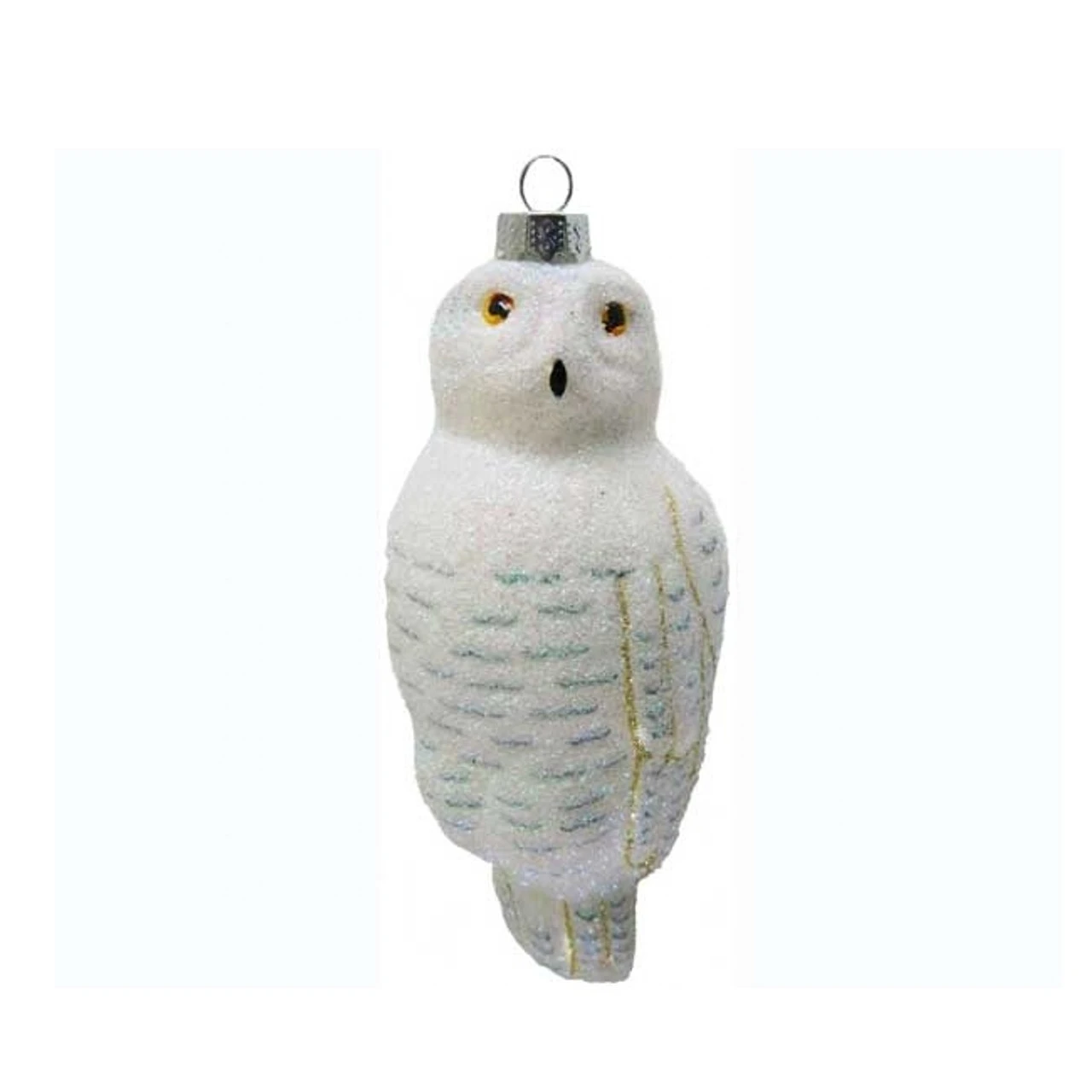 4.5" White Snowy Owl Hand Blown Glass Hanging Figurine Ornament 3 4.5" White Snowy Owl Hand Blown Glass Hanging Figurine Ornament