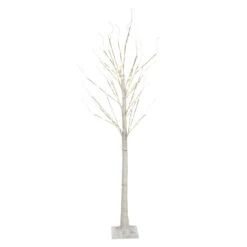 6.75' Pre-Lit Pencil Birch Artificial Christmas Tree - Warm White LED Lights