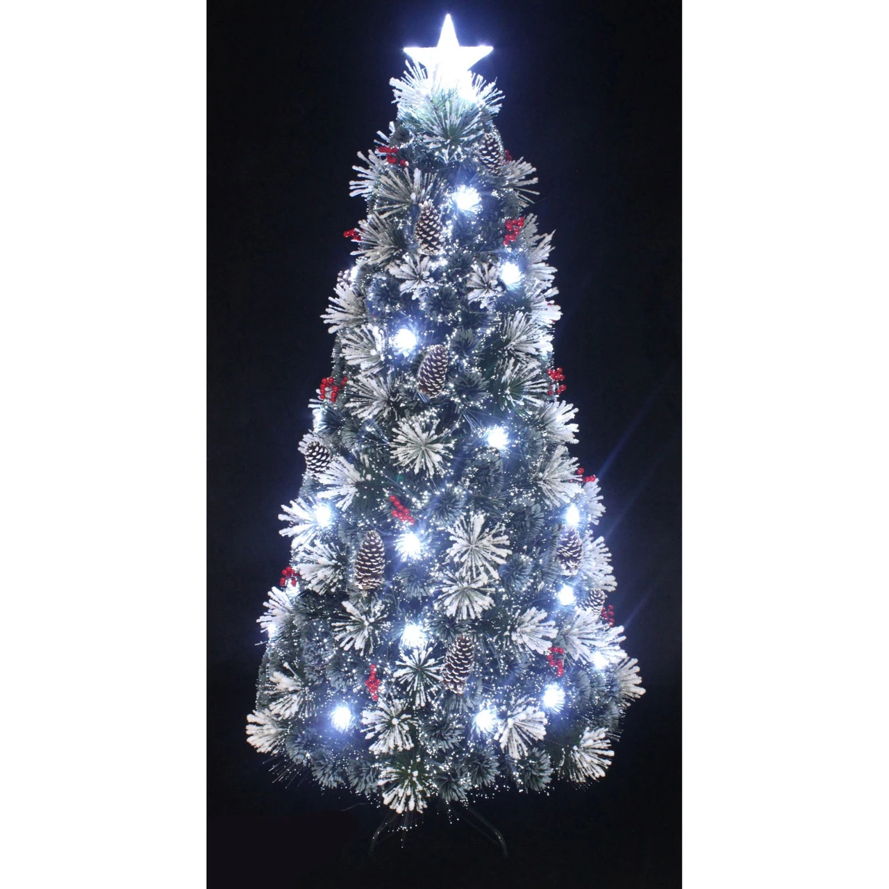 6' Pre-Lit Slim Cones And Berries Artificial Christmas Tree - LED Lights 3 6' Pre-Lit Slim Cones And Berries Artificial Christmas Tree - LED Lights