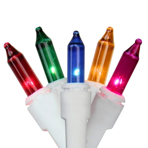 100-Count Multi-Color Everglow Mini Christmas Light Set, 18ft White Wire