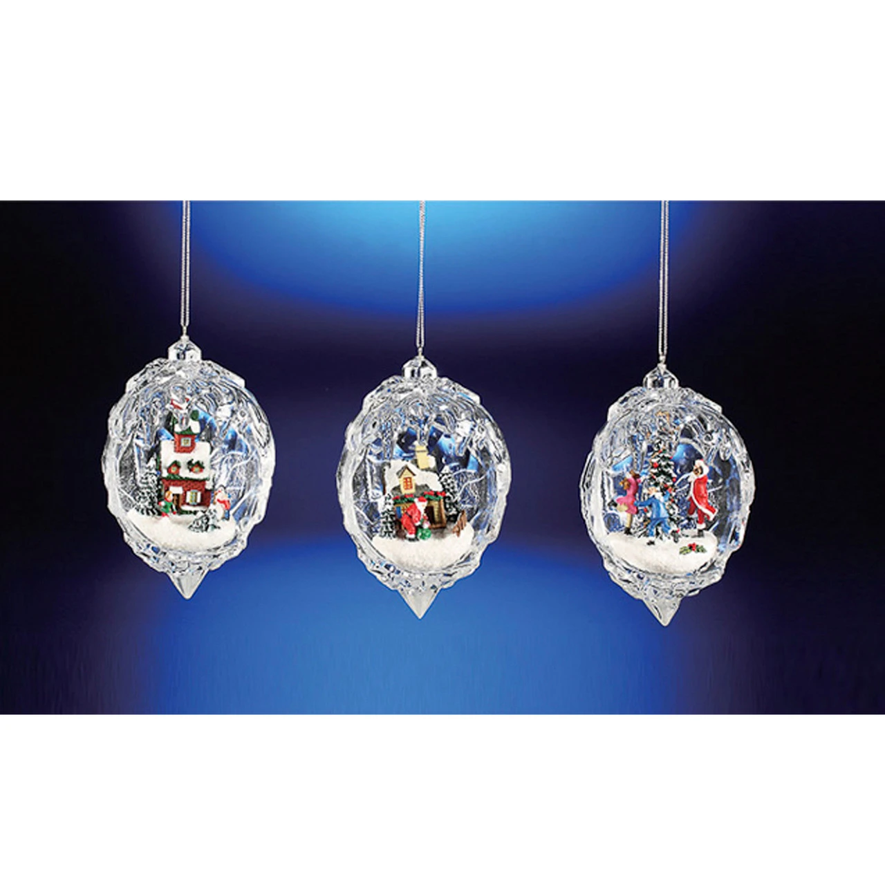 Club Pack Of 12 Icy Crystal Egg Shaped Christmas Scene Ornaments 4.5" 3 Club Pack Of 12 Icy Crystal Egg Shaped Christmas Scene Ornaments 4.5"