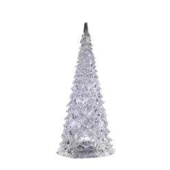 Set Of 2 Clear LED Lighted Christmas Decorative Pine Trees 12”