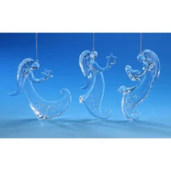 Pack Of 6 Clear Curled Angel Hanging Christmas Ornament 12.75"