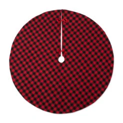 48" Red And Black Buffalo Checkered Round Christmas Tree Skirt