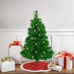 2' Pre-Lit Paradise Lime Green Tinsel Pine Artificial Christmas Tree - Clear Lights