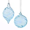 Pack Of 6 Ice Blue Swirl Finial And Christmas Ball Ornaments 4.3”