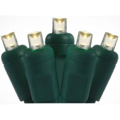 35 Warm White LED Wide Angle Christmas String Lights - 12 Ft Green Wire