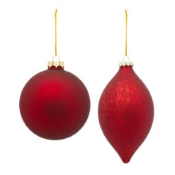 6ct Red Glass Christmas Ball And Onion Ornaments 6.25" (158mm)