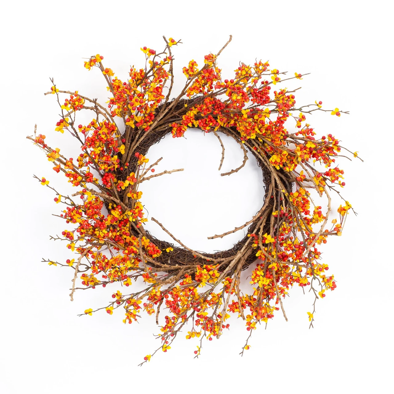Orange And Yellow Bittersweet Berry Fall Harvest Twig Wreath, 24.75-Inch 3 Orange And Yellow Bittersweet Berry Fall Harvest Twig Wreath, 24.75-Inch