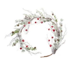 Set Of 2 Frosted Pine With Sleigh Bells Artificial Christmas Garlands 5' X 8"