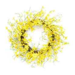 Yellow And Green Spring Forsythia Wreath, 21.75-Inch, Unlit