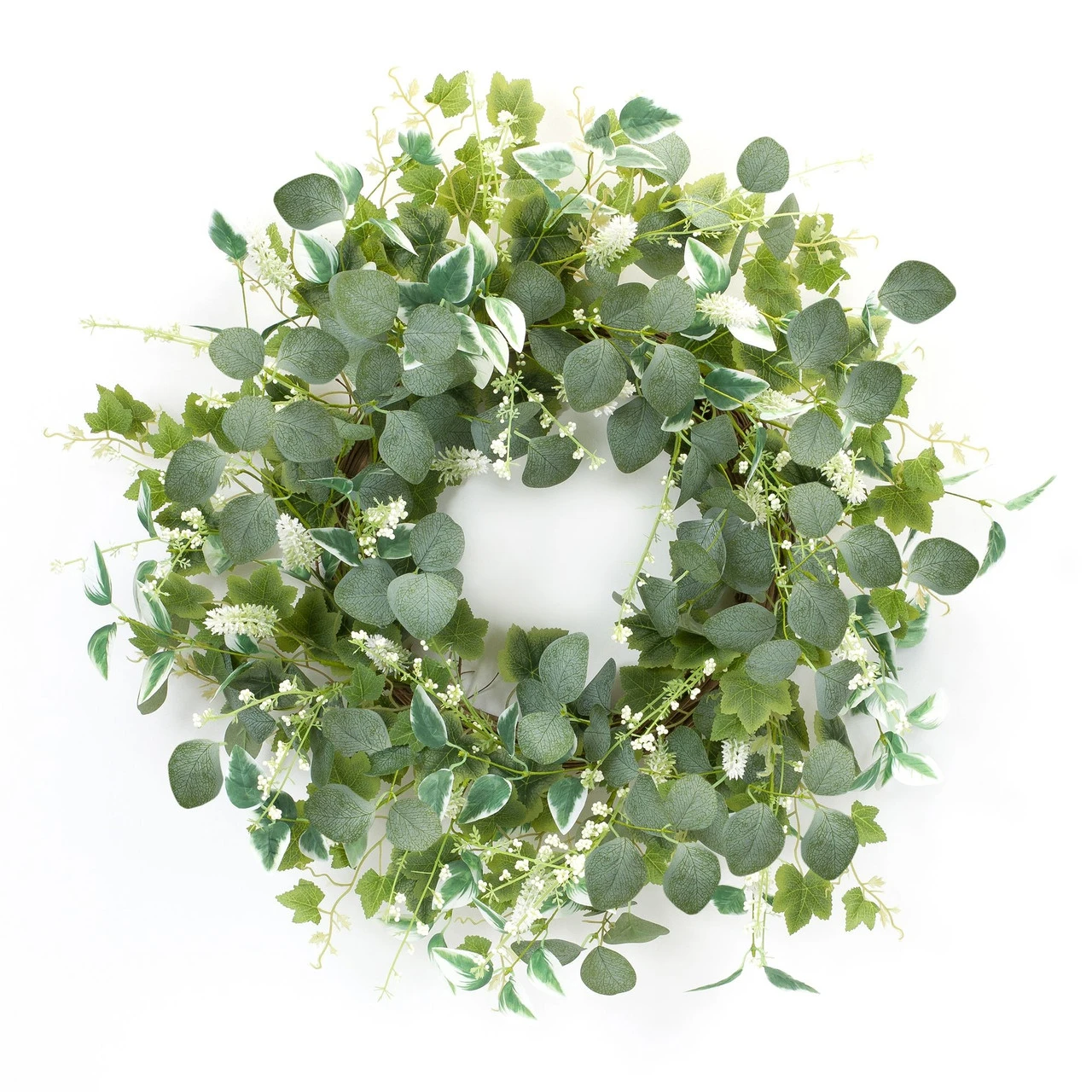 Green Mixed Foliage Spring Floral Wreath, 24-Inch 3 Green Mixed Foliage Spring Floral Wreath, 24-Inch
