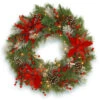 30" Pre-Lit LED Tartan Plaid Poinsettias Artificial Christmas Wreath - Warm White Lights -Optimal Christmas Shop dnat20dc13 147 30wb 55149.1675359002