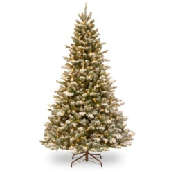 7.5’ Pre-Lit Snowy Sheffield Spruce Artificial Christmas Tree – Warm White LED Lights