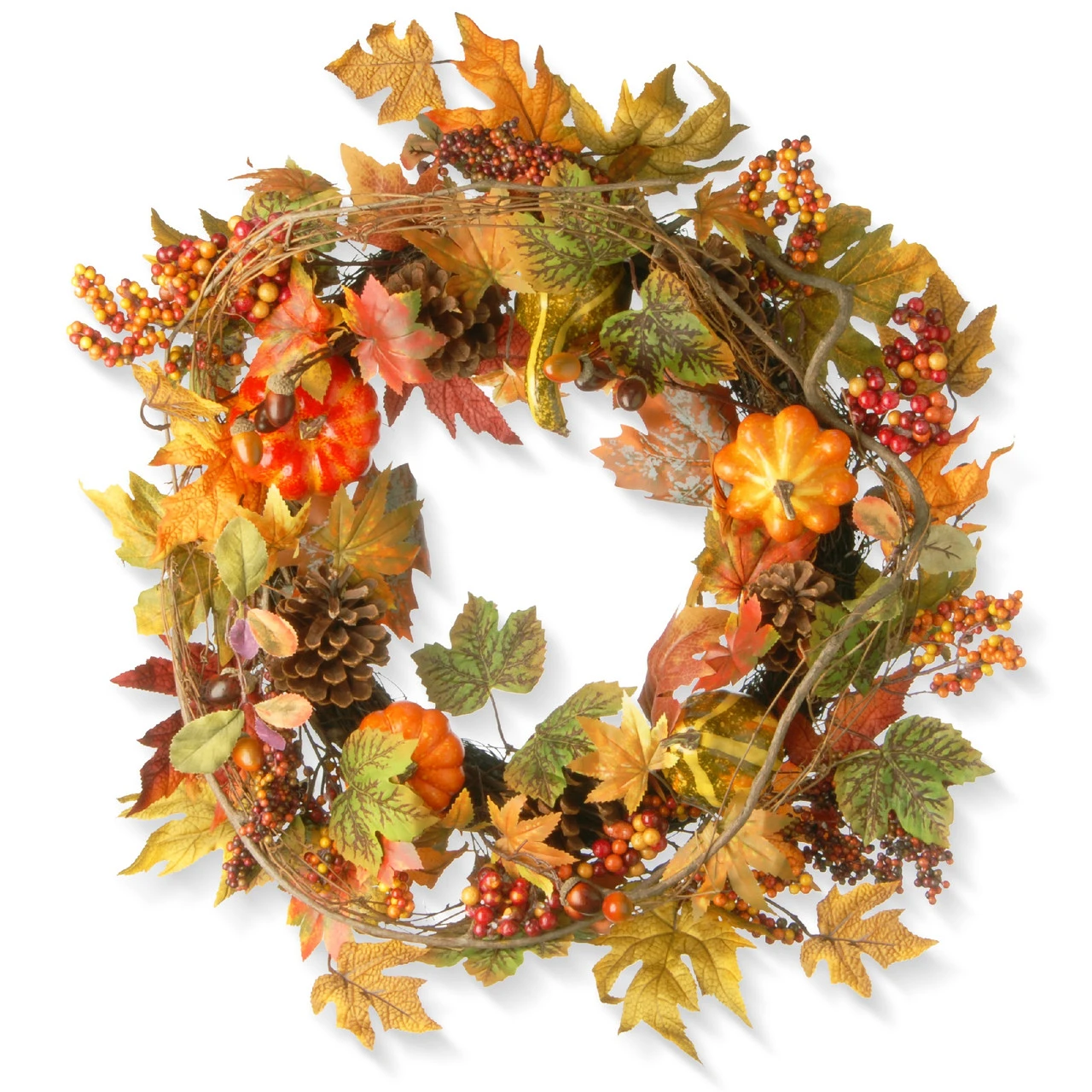 Decorated Maple Leaf Artificial Wreath - 24-Inch 3 Decorated Maple Leaf Artificial Wreath - 24-Inch