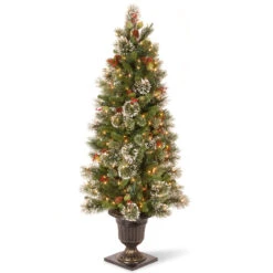 5" Pre-Lit Potted Wintry Pine Artificial Entrance Tree - Clear Lights