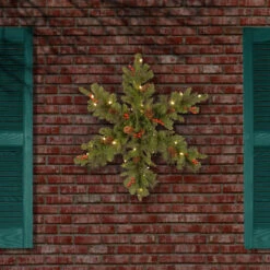 32" Pre-Lit Spruce Snowflake Berries And Pine Cones Artificial Christmas Wreath - LED Lights 6 32" Pre-Lit Spruce Snowflake Berries And Pine Cones Artificial Christmas Wreath - LED Lights -Optimal Christmas Shop dnat cw7 306 32sb4 1 2 83385.1667522119