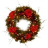 24" Pre-Lit B/O LED Hydrangea Artificial Christmas Wreath – Warm White Lights -Optimal Christmas Shop dnat dc13 158 24wb 1 03945.1667536532
