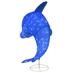 40" LED Blue Sisal Dolphin Outdoor Decoration -Optimal Christmas Shop dnat df 18105013l 3 07145.1667580426