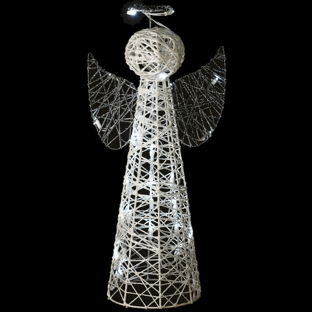 24" Pre-Lit White And Silver Angel Cone Christmas Tree 4 24" Pre-Lit White And Silver Angel Cone Christmas Tree - Image 2