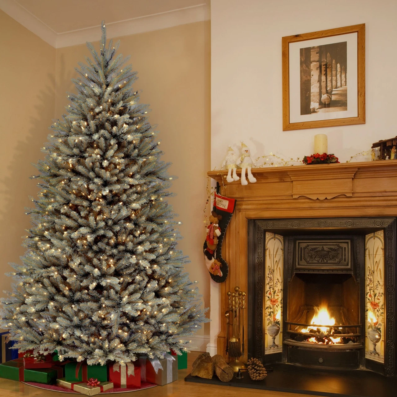 7' Pre-Lit Dunhill Blue Fir Hinged Artificial Christmas Tree - Clear Lights 4 7' Pre-Lit Dunhill Blue Fir Hinged Artificial Christmas Tree - Clear Lights - Image 2