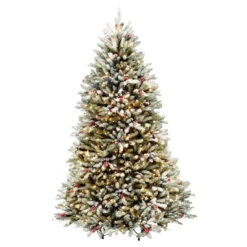 7.5' Dunhill Fir Artificial Christmas Tree With Red Berries - Clear Lights