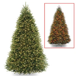 9’ Pre-Lit Full Dunhill Fir Artificial Christmas Tree – Multi-Color/Warm White LED Lights