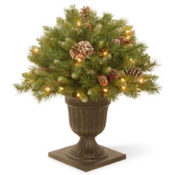 24” Pre-lit Frosted Berry Porch Christmas Tree – Clear Lights