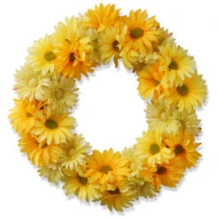 19" Unlit Garden Accents Yellow Cosmos Artificial Christmas Wreath