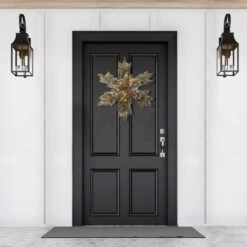 18" Pre-Lit Pine Snowflake Battery Operated Artificial Wreath - Warm White LED Lights -Optimal Christmas Shop dnat gb1 300l 18sb 1 3 16407.1667656840