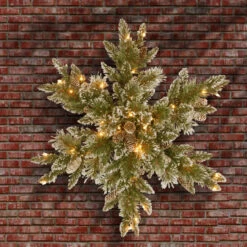 32" Pre-Lit Glittery Bristle Pine Snowflake - LED Lights Battery Operated -Optimal Christmas Shop dnat gb3 300 32s b 3 29878.1667654480