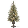 4' Pre-lit Potted Glittery Bristle Christmas Tree – Clear Lights