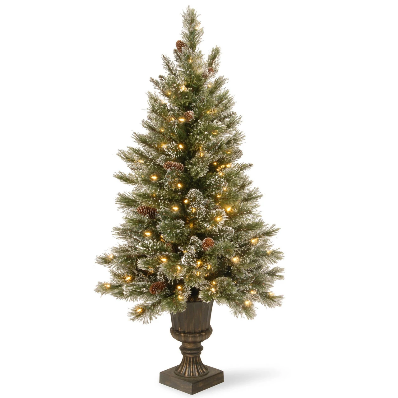 5' Pre-lit Potted Glittery Bristle Christmas Tree – Clear Lights 3 5' Pre-lit Potted Glittery Bristle Christmas Tree – Clear Lights