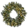 Pre-Lit Glittery Bristle Pine Artificial Christmas Wreath, 30-Inch, LED Multi-Color Lights