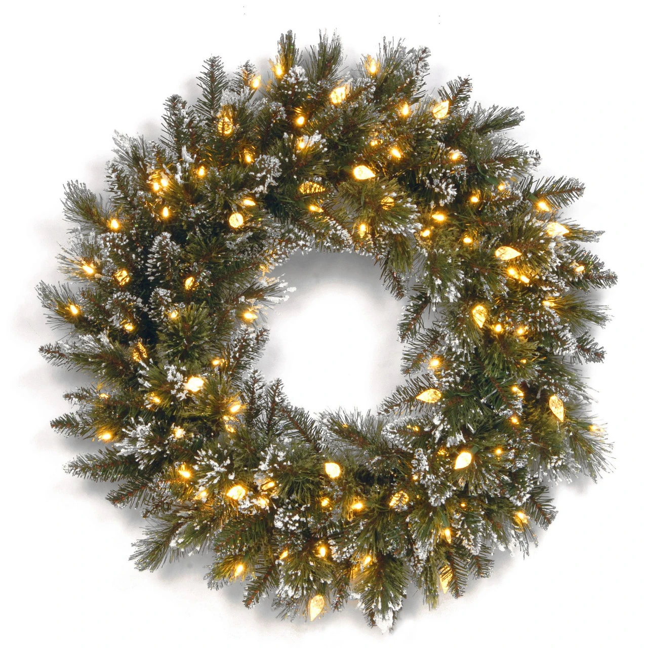 24” Pre-Lit Glittery Pine Christmas Wreath - LED Lights 3 24” Pre-Lit Glittery Pine Christmas Wreath - LED Lights
