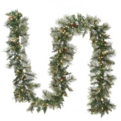 9' X 10" Pre-Lit Pine Cones And Glitter Embellished Artificial Christmas Garland - Clear Lights