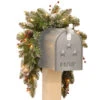3' Glittery Mountain Spruce Mailbox Swag With White Edged Cones, Red Berries And 35 Warm White Battery Operated LEDs