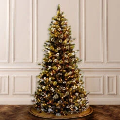 7.5’ Pre-Lit Glittery Pine Artificial Christmas Tree - Clear Lights -Optimal Christmas Shop dnat gp1 302 75 3 04219.1667657791