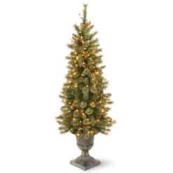 4' Pre-lit Potted Berries And Cones Medium Artificial Christmas Tree โ Clear Lights