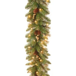 9' Pre-Lit Berries And Pine Cones Artificial Christmas Garland - Clear Lights