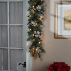 9' Pre-Lit Pomegranate Pine Artificial Christmas Garland - Clear Lights -Optimal Christmas Shop dnat gtp1 302 9b 1 3 17888.1667571927