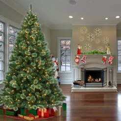 7.5’ Pre-Lit Hamburg Pine Artificial Christmas Tree - Clear Lights -Optimal Christmas Shop dnat ham38 307 75 1 34611.1667563454