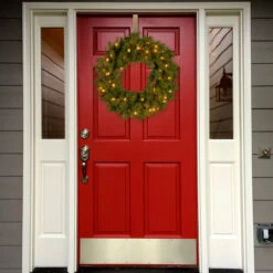 24” Pre-Lit Kincaid Spruce Artificial Christmas Wreath - Clear Lights -Optimal Christmas Shop dnat kcdr 24wlo 1 3 24855.1667576083