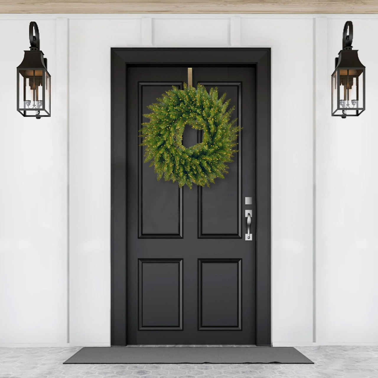 24" Pre-Lit B/O Kingswood Fir Artificial Christmas Wreath - Warm White LED Infinity Lights 4 24" Pre-Lit B/O Kingswood Fir Artificial Christmas Wreath - Warm White LED Infinity Lights - Image 2