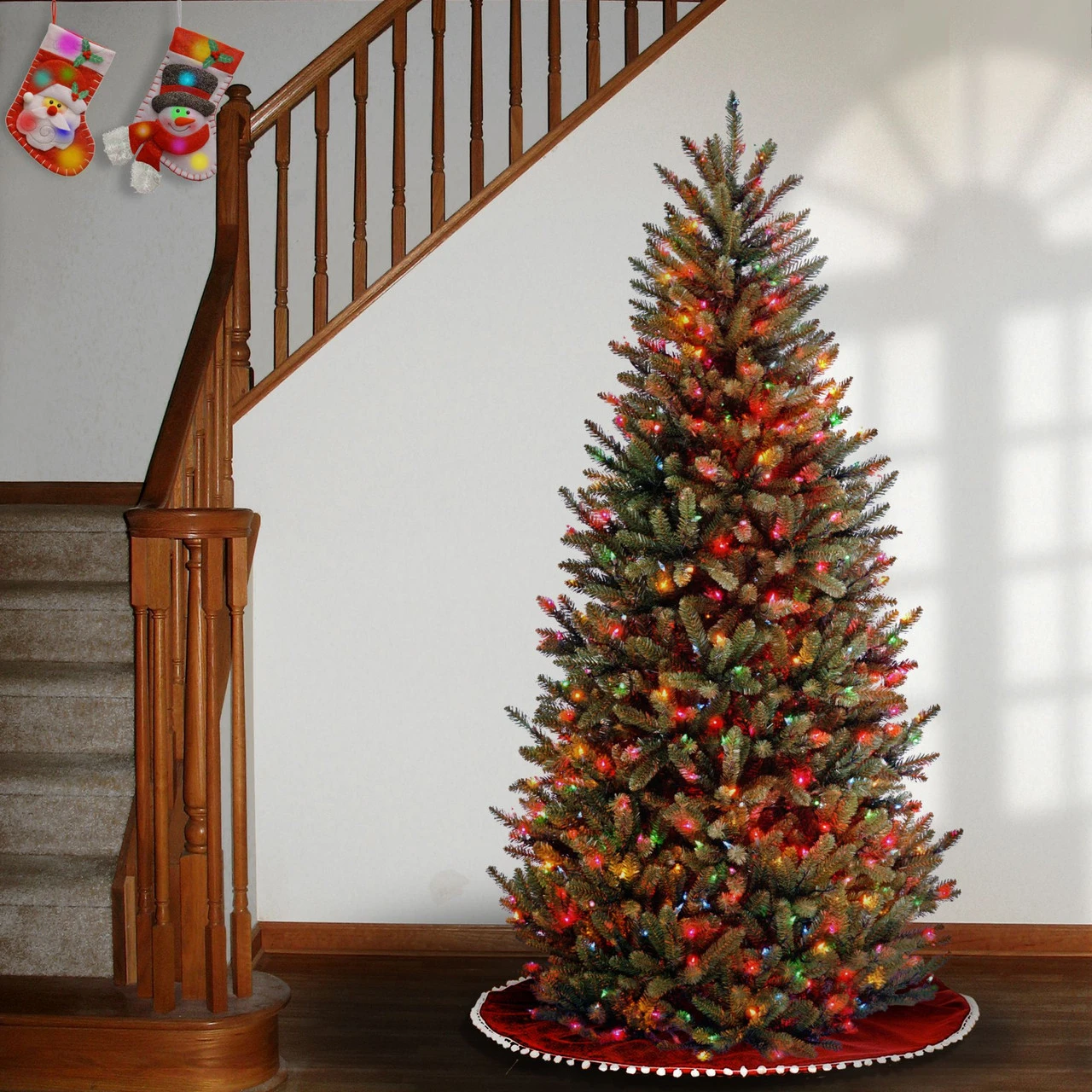 7’ Pre-Lit Natural Fraser Slim Artificial Christmas Tree – Multi-Color Lights 5 7’ Pre-Lit Natural Fraser Slim Artificial Christmas Tree – Multi-Color Lights - Image 3