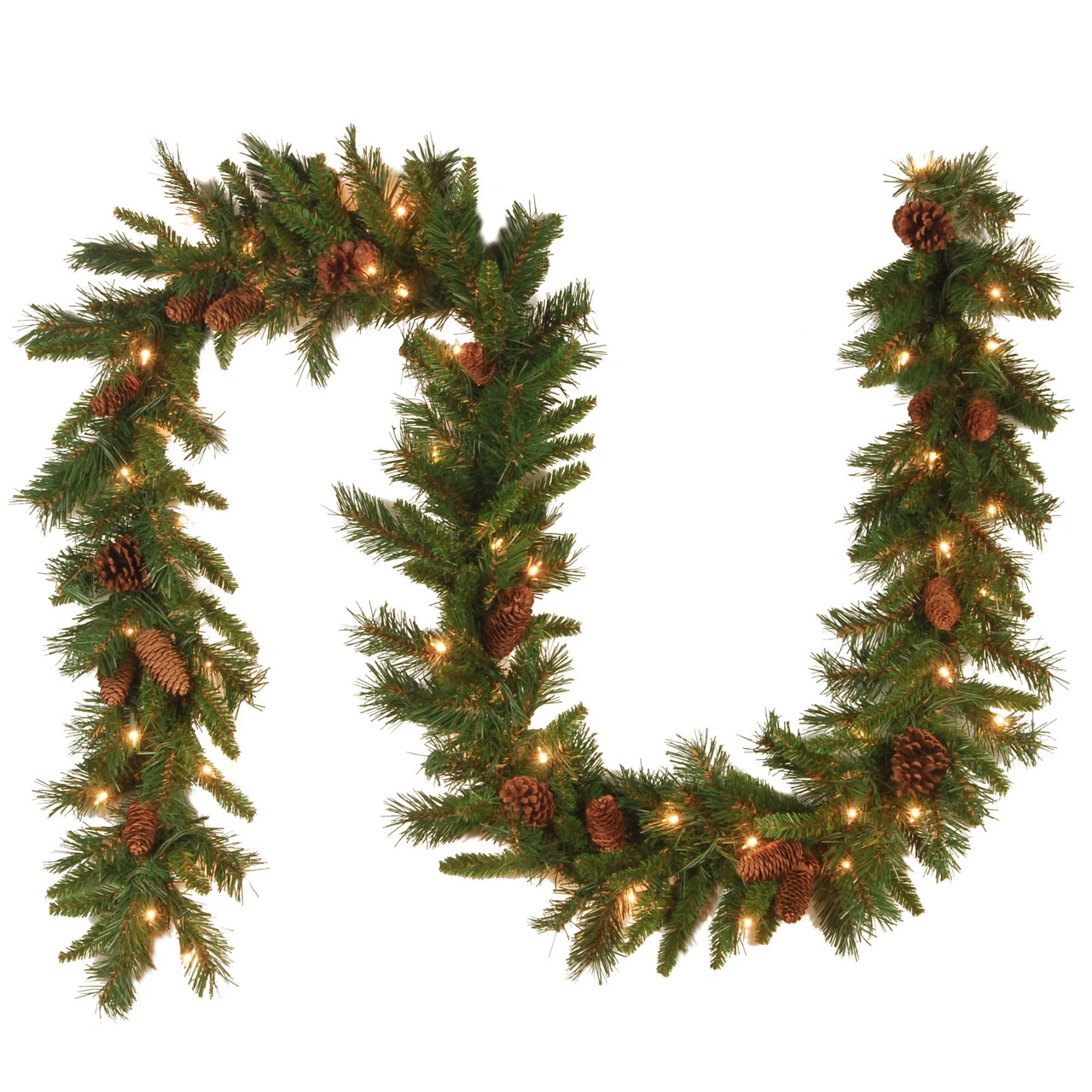 9' Pre-Lit Medium Pine Artificial Christmas Garland - Clear Lights 5 9' Pre-Lit Medium Pine Artificial Christmas Garland - Clear Lights - Image 3