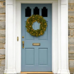 24” Pre-Lit Avalon Spruce Christmas Wreath - Clear Lights -Optimal Christmas Shop dnat peav7 300 24w 1 3 93380.1667663725