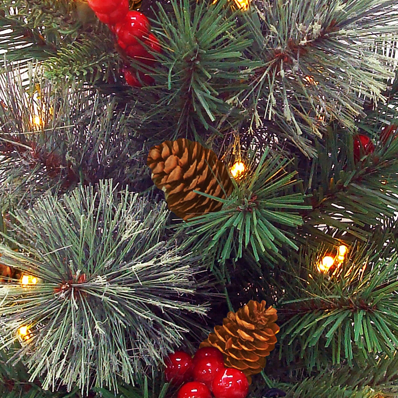 2' Pre-lit Colonial Potted Mixed Pine Medium Artificial Christmas Tree - Warm White LED Lights 4 2' Pre-lit Colonial Potted Mixed Pine Medium Artificial Christmas Tree - Warm White LED Lights - Image 2