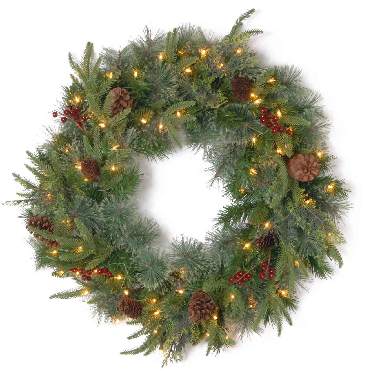 Pre-Lit Colonial Artificial Christmas Wreath - 30-Inch, Clear Lights 3 Pre-Lit Colonial Artificial Christmas Wreath - 30-Inch, Clear Lights